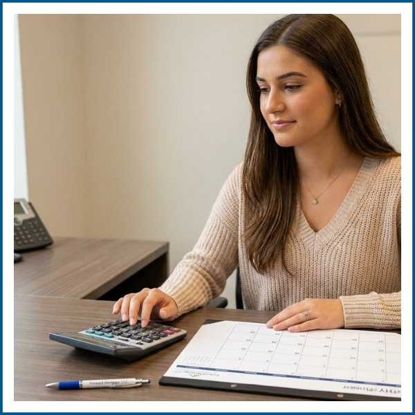 A woman filling out paperwork.